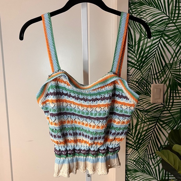 Line & Dot Multicolored Jenn Crochet Tank Size Medium - Picture 2 of 10